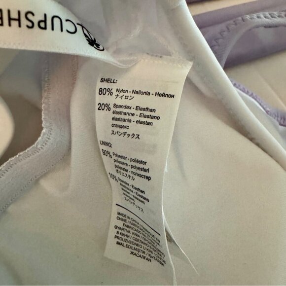 Cupshe One Piece Swimsuit Color Block Tie Side Purple White Size Small NEW NWT - Picture 9 of 11